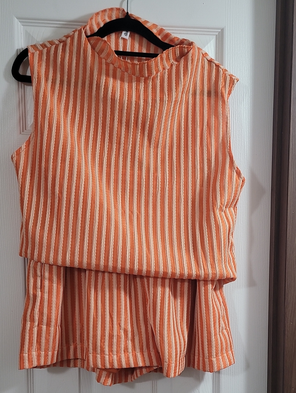 Glam Sunny Glow Striped Set Sleeveless Orange Striped Two-Piece Set